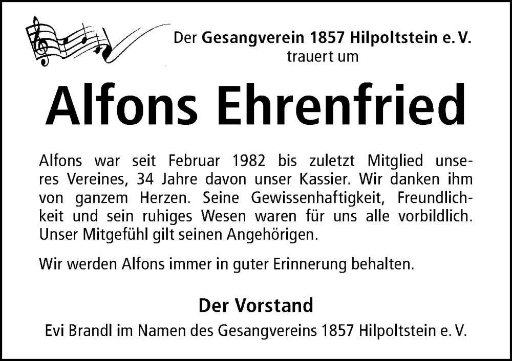 Traueranzeige für Alfons Ehrenfried vom 10.01.2025 aus Roth-Hilpoltsteiner Volkszeitung Lokal