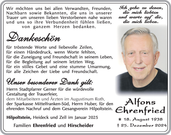 Traueranzeige von Alfons Ehrenfried von Roth-Hilpoltsteiner Volkszeitung Lokal