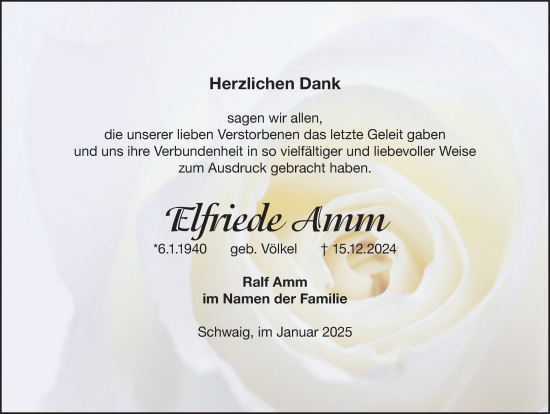 Traueranzeige von Elfriede Amm von Gesamtausgabe Nürnberger Nachrichten/ Nürnberger Ztg.