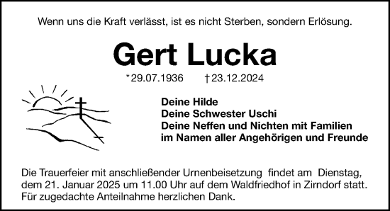 Traueranzeige von Gert Lucka von Fürther Nachrichten Lokal