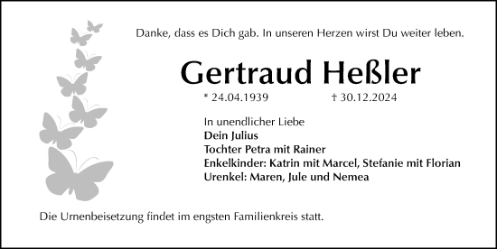 Traueranzeige von Gertraud Heßler von Gesamtausgabe Nürnberger Nachrichten/ Nürnberger Ztg.
