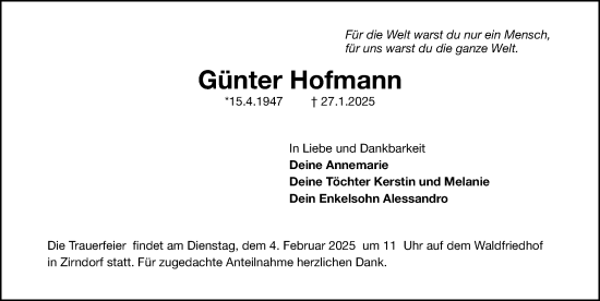 Traueranzeige von Günter Hofmann von Fürther Nachrichten Lokal