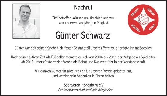 Traueranzeige von Günter Schwarz von Neumarkter Nachrichten Lokal