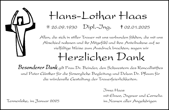 Traueranzeige von Hans-Lothar Haas von Erlanger Nachrichten Lokal
