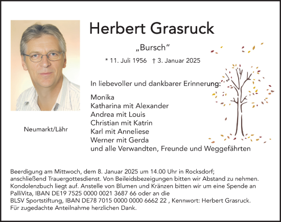 Traueranzeige von Herbert Grasruck von Neumarkter Nachrichten Lokal