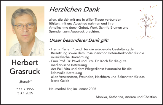 Traueranzeige von Herbert Grasruck von Neumarkter Nachrichten Lokal