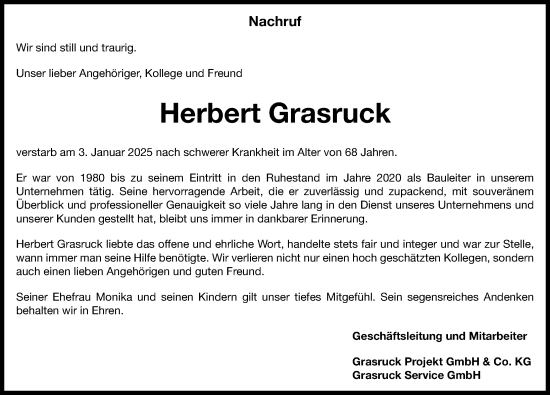 Traueranzeige von Herbert Grasruck von Neumarkter Nachrichten Lokal