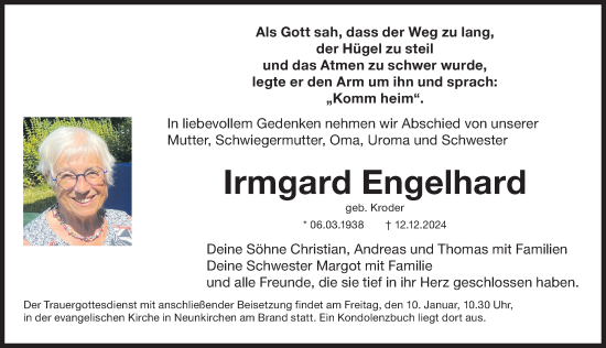 Traueranzeige von Irmgard Engelhard von Erlanger Nachrichten Lokal