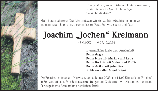 Traueranzeige von Joachim Kreimann von Fürther Nachrichten Lokal