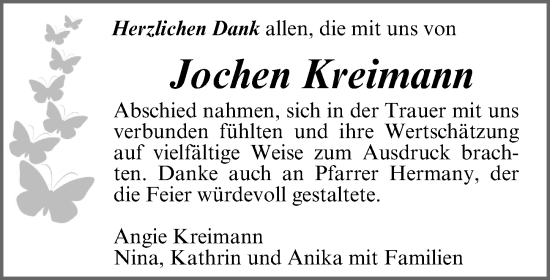 Traueranzeige von Jochen Kreimann von Fürther Nachrichten Lokal