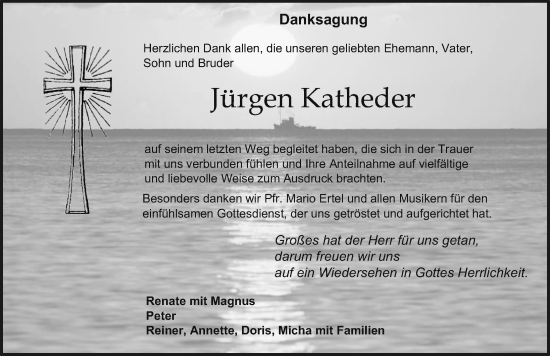 Traueranzeige von Jürgen Katheder von HST,G