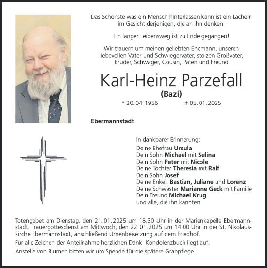 Traueranzeige von Karl-Heinz Parzefall von Nordbayerische Nachrichten Forchheim Lokal