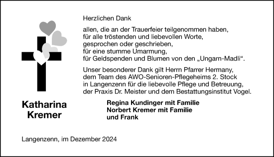 Traueranzeige von Katharina Kremer von Fürther Nachrichten Lokal