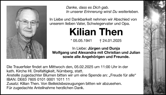 Traueranzeige von Kilian Then von Gesamtausgabe Nürnberger Nachrichten/ Nürnberger Ztg.