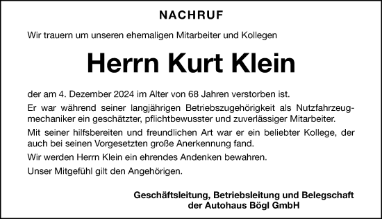 Traueranzeige von Kurt Klein von Neumarkter Nachrichten Lokal