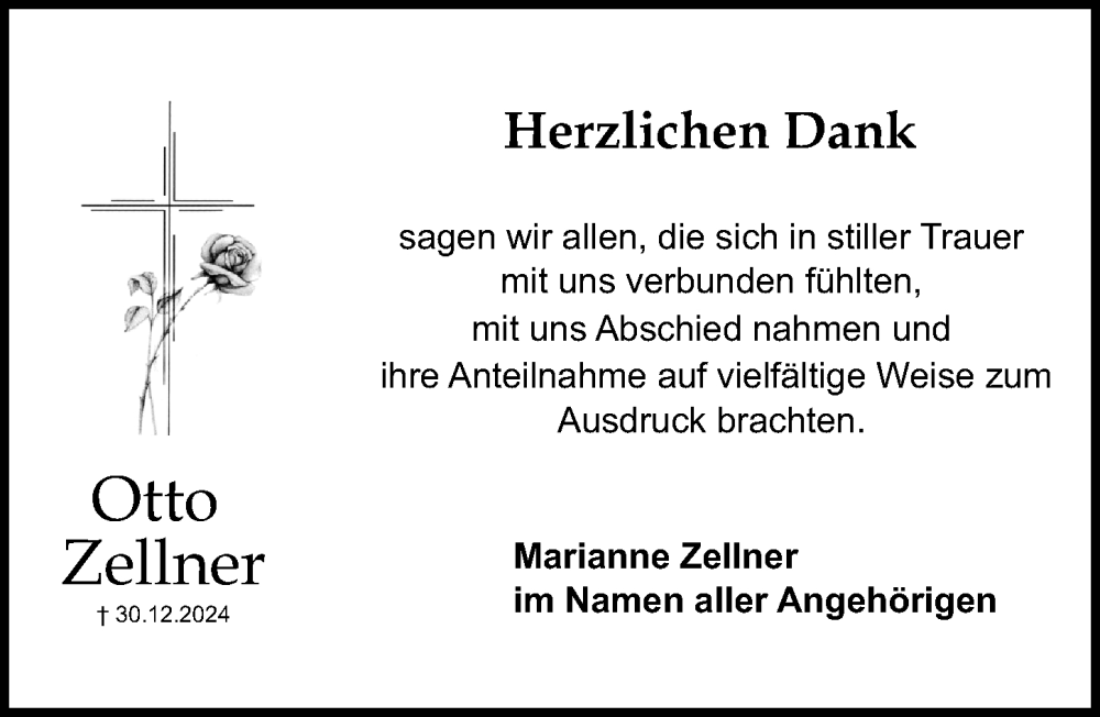 Traueranzeige für Otto Zellner vom 25.01.2025 aus Schwabacher Tagblatt Lokal