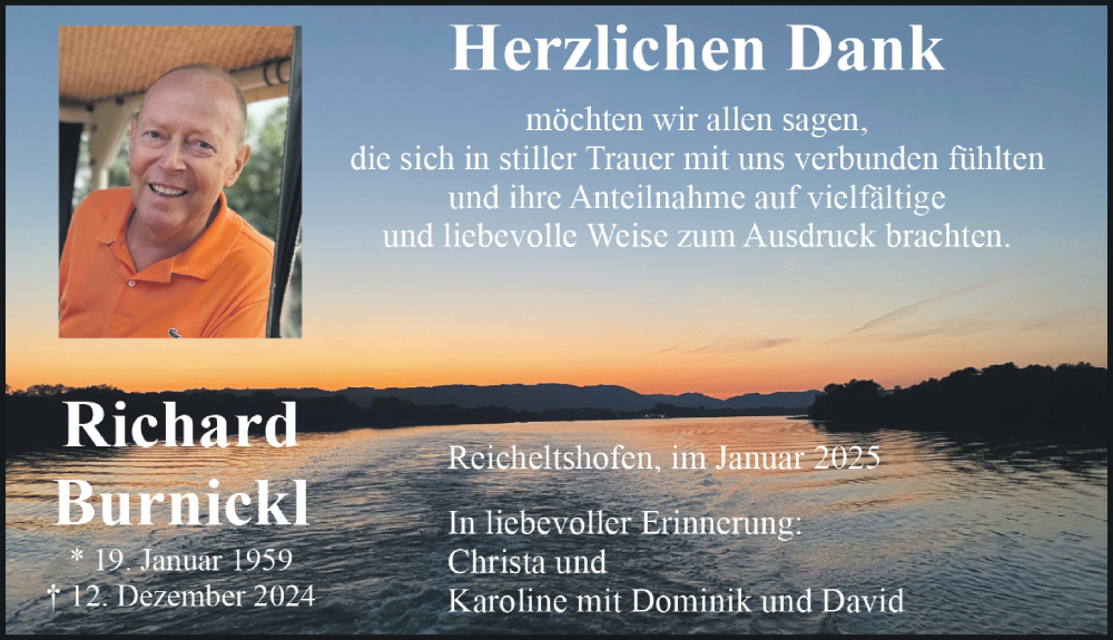  Traueranzeige für Richard Burnickl vom 11.01.2025 aus Neumarkter Nachrichten Lokal
