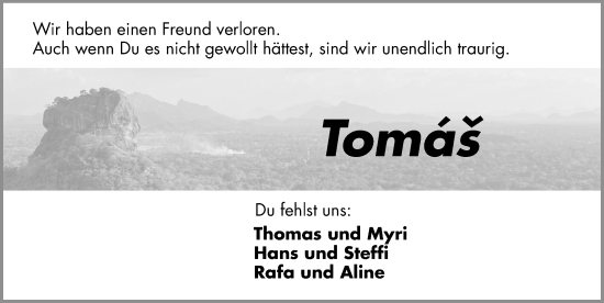 Traueranzeige von Tomas Vencel von Erlanger Nachrichten Lokal