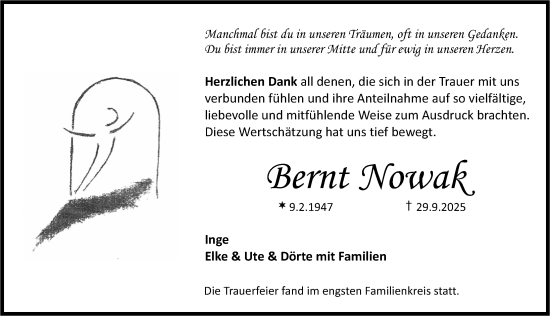 Traueranzeige von Bernt Nowak von Erlanger Nachrichten Lokal