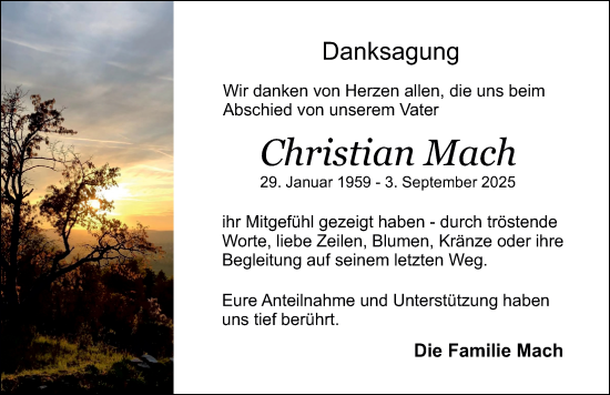 Traueranzeige von Christian Mach von Erlanger Nachrichten Lokal