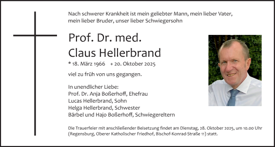 Traueranzeige von Claus Hellerbrand von Erlanger Nachrichten Lokal