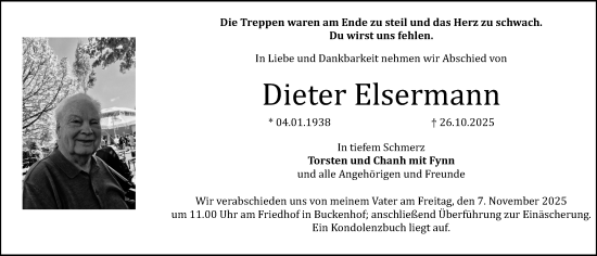 Traueranzeige von Dieter Elsermann von Erlanger Nachrichten Lokal