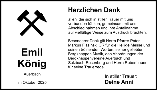 Traueranzeige von Emil König von Nordbayerische Nachrichten Pegnitz Lokal