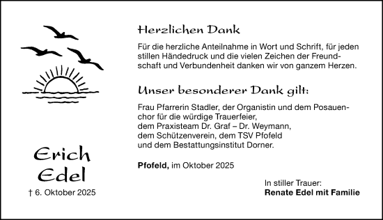 Traueranzeige von Erich Edel von Altmühl-Bote Lokal