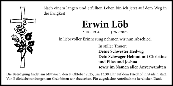 Traueranzeige von Erwin Löb von Fürther Nachrichten Lokal