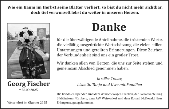 Traueranzeige von Georg Fischer von Nordbayerische Nachrichten Herzogenaurach Lokal