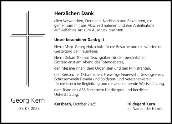 Traueranzeige von Georg Kern von Nordbayerische Nachrichten Forchheim Lokal