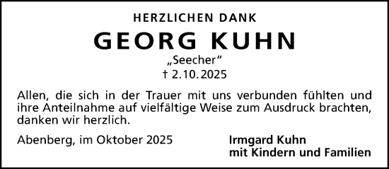 Traueranzeige von Georg Kuhn von HST,HRHV
