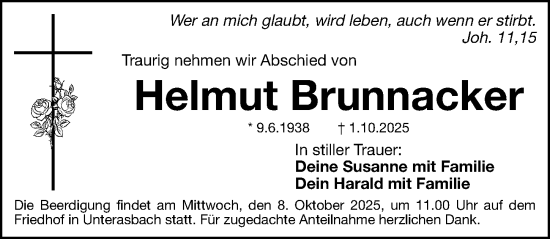 Traueranzeige von Helmut Brunnacker von Fürther Nachrichten Lokal