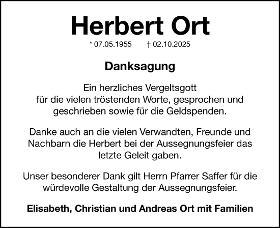 Traueranzeige von Herbert Ort von Nordbayerische Nachrichten Herzogenaurach Lokal