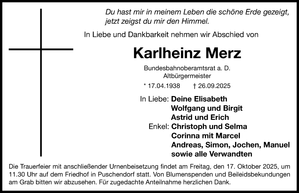  Traueranzeige für Karlheinz Merz vom 11.10.2025 aus Fürther Nachrichten Lokal
