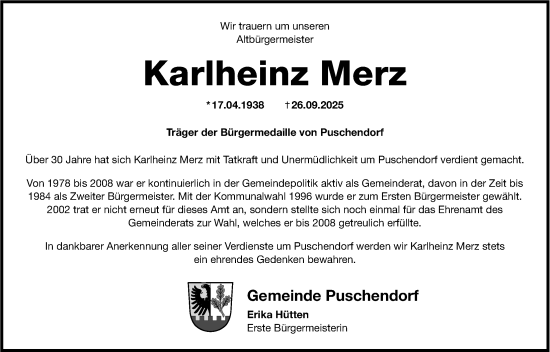 Traueranzeige von Karlheinz Merz von Fürther Nachrichten Lokal