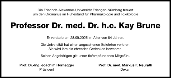 Traueranzeige von Kay Brune von Gesamtausgabe Nürnberger Nachrichten/ Nürnberger Ztg.
