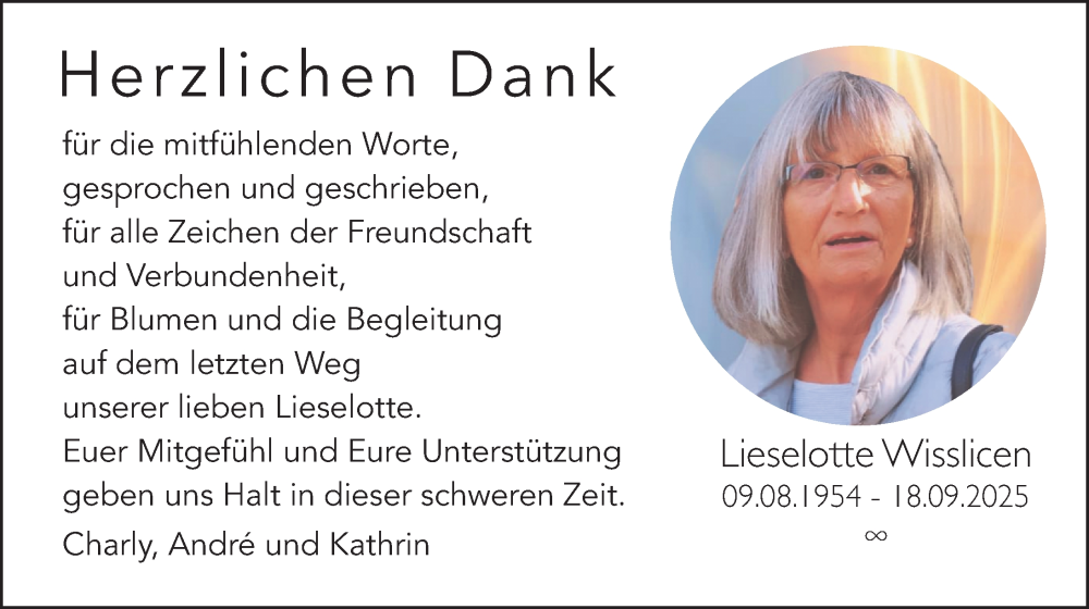  Traueranzeige für Lieselotte Wisslicen vom 22.10.2025 aus Nordbayerische Nachrichten Forchheim Lokal
