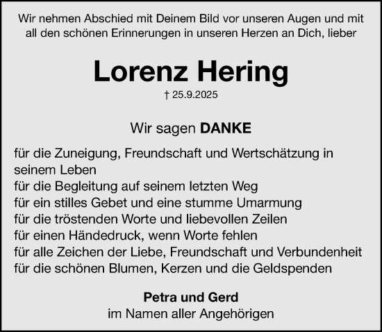 Traueranzeige von Lorenz Hering von Fürther Nachrichten Lokal