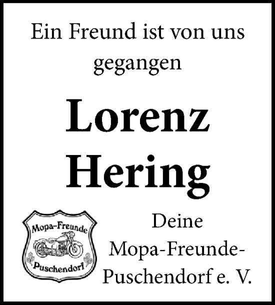 Traueranzeige von Lorenz Hering von Fürther Nachrichten Lokal