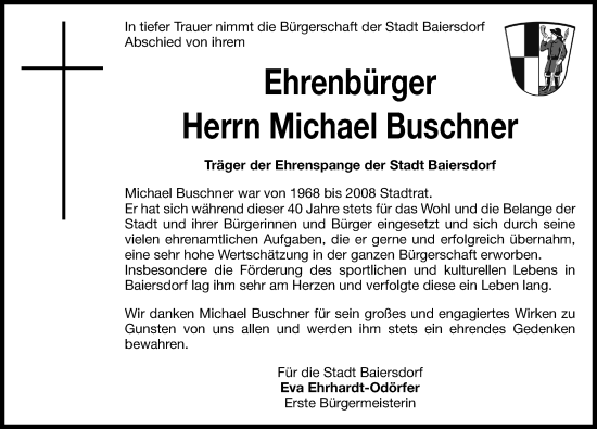Traueranzeige von Michael Buschner von Erlanger Nachrichten Lokal