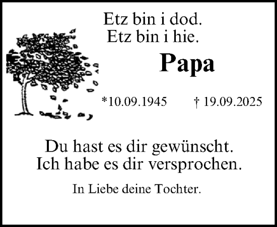 Traueranzeige von Papa  von Gesamtausgabe Nürnberger Nachrichten/ Nürnberger Ztg.