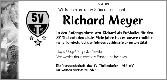 Traueranzeige von Richard Meyer von Altmühl-Bote Lokal