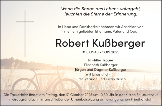 Traueranzeige von Robert Kußberger von Gesamtausgabe Nürnberger Nachrichten/ Nürnberger Ztg.