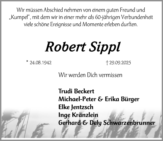 Traueranzeige von Robert Sippl von Erlanger Nachrichten Lokal