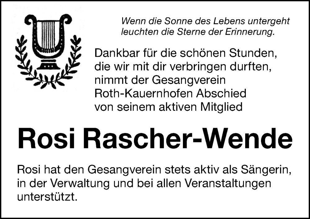  Traueranzeige für Rosi Rascher-Wende vom 21.10.2025 aus Roth-Hilpoltsteiner Volkszeitung Lokal