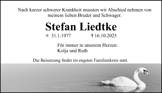 Traueranzeige von Stefan Liedtke von Erlanger Nachrichten Lokal