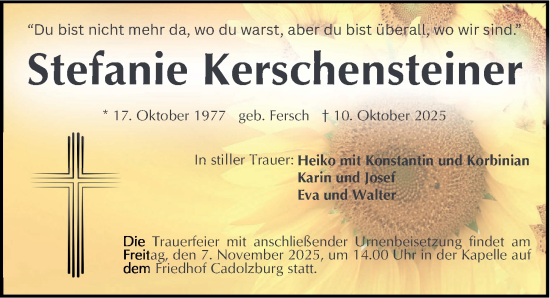 Traueranzeige von Stefanie Kerschensteiner von Fürther Nachrichten Lokal
