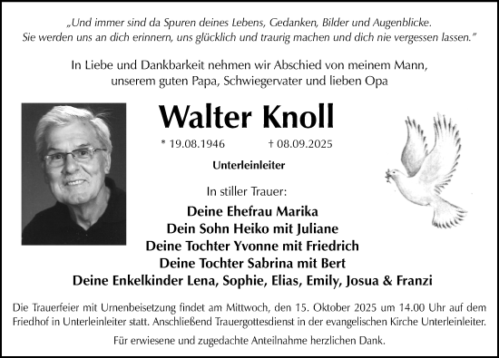 Traueranzeige von Walter Knoll von Nordbayerische Nachrichten Forchheim Lokal