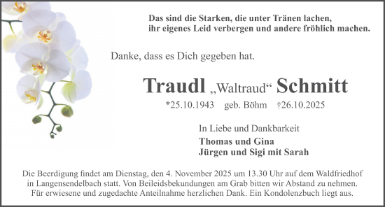Traueranzeige von Waltraud Schmitt von Erlanger Nachrichten Lokal
